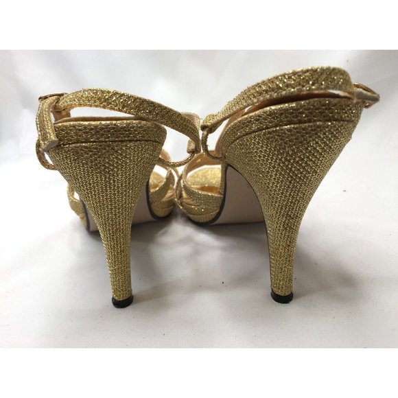 Pierre Dumas Heels Women Size 8.5 Gold Glitter Slingback High Heel Dress Sandals - Picture 5 of 9